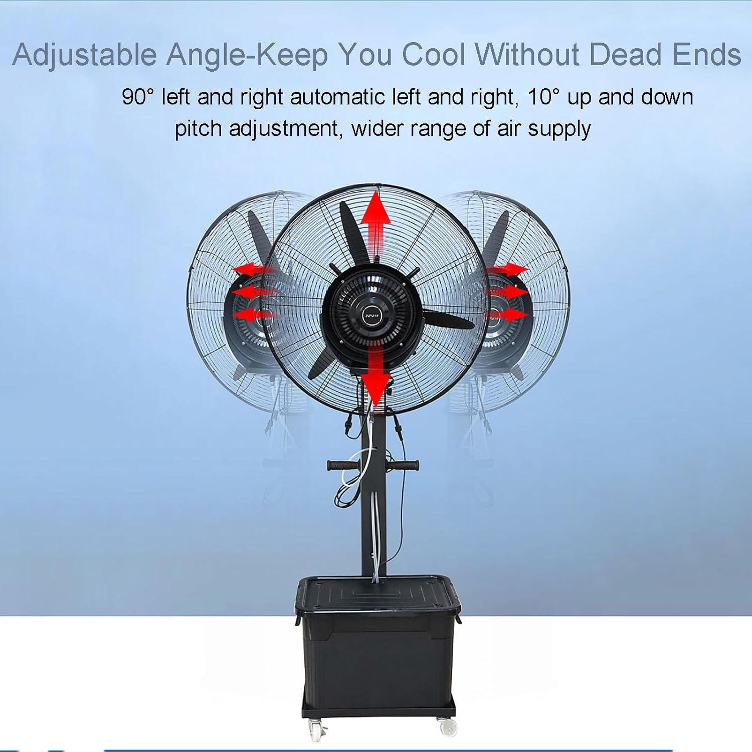 3rd Gear Standing Misting Fan, 28in/32in Industrial Pedestal Fan Oscillating Misting Fan with 90° Oscillation, 42L Standalone Tank for Commercial Restaurant Warehouse Outside ( Color : Retractable , S