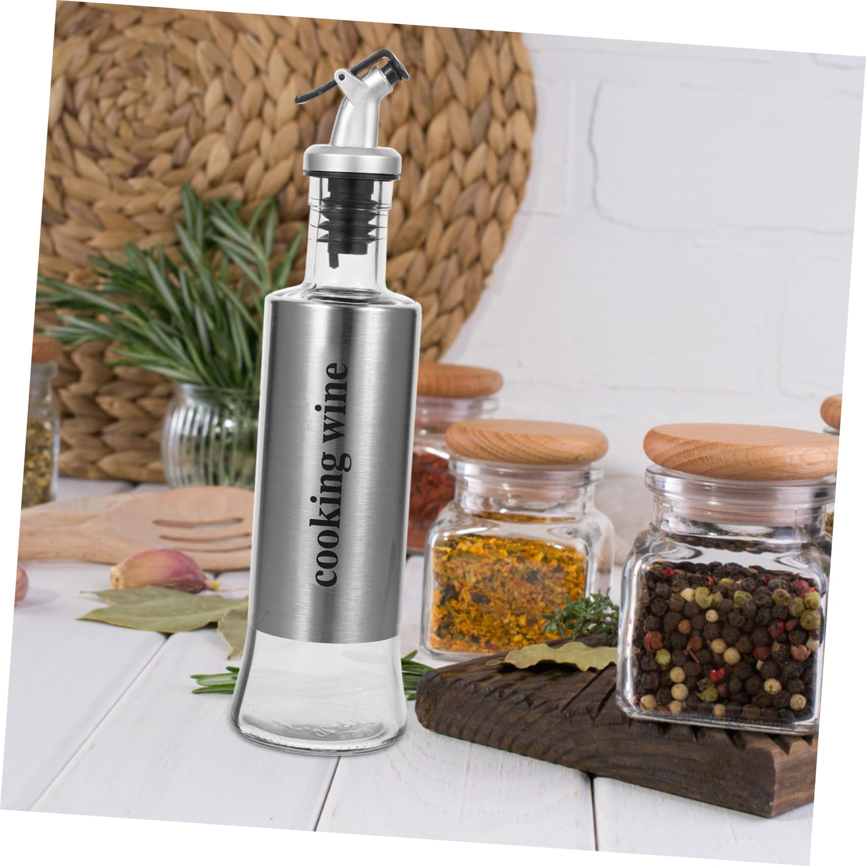 Juego de 4 Botellas Dispensadoras de Vinagre y Aceite de Cocina de Vidrio y Acero Inoxidable, Capacidad 300ml, Diseño Elegante para Cocinas y Restaurantes