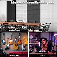 Vista 7 de Sonicism Paquete de 12 paneles acústicos de pared autoadhesivos, paneles de espuma a prueba de sonido de 12 x 12 x 0.4 pulgadas, paneles decorativos