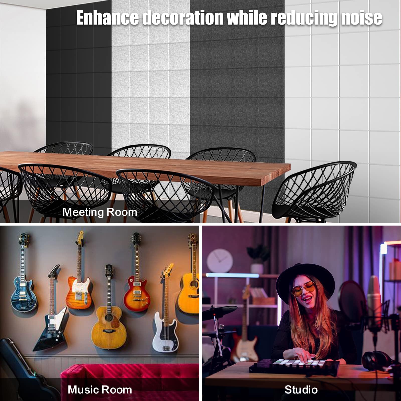 Sonicism 12 Pack Acoustic Wall Panels with Self-Adhesive,12" X 12" X 0.4" Sound Proof Foam Panels, Decorative Soundproof Wall Panels, Sound Proof Absorbing Tiles for Home&Offices, Silver Gray