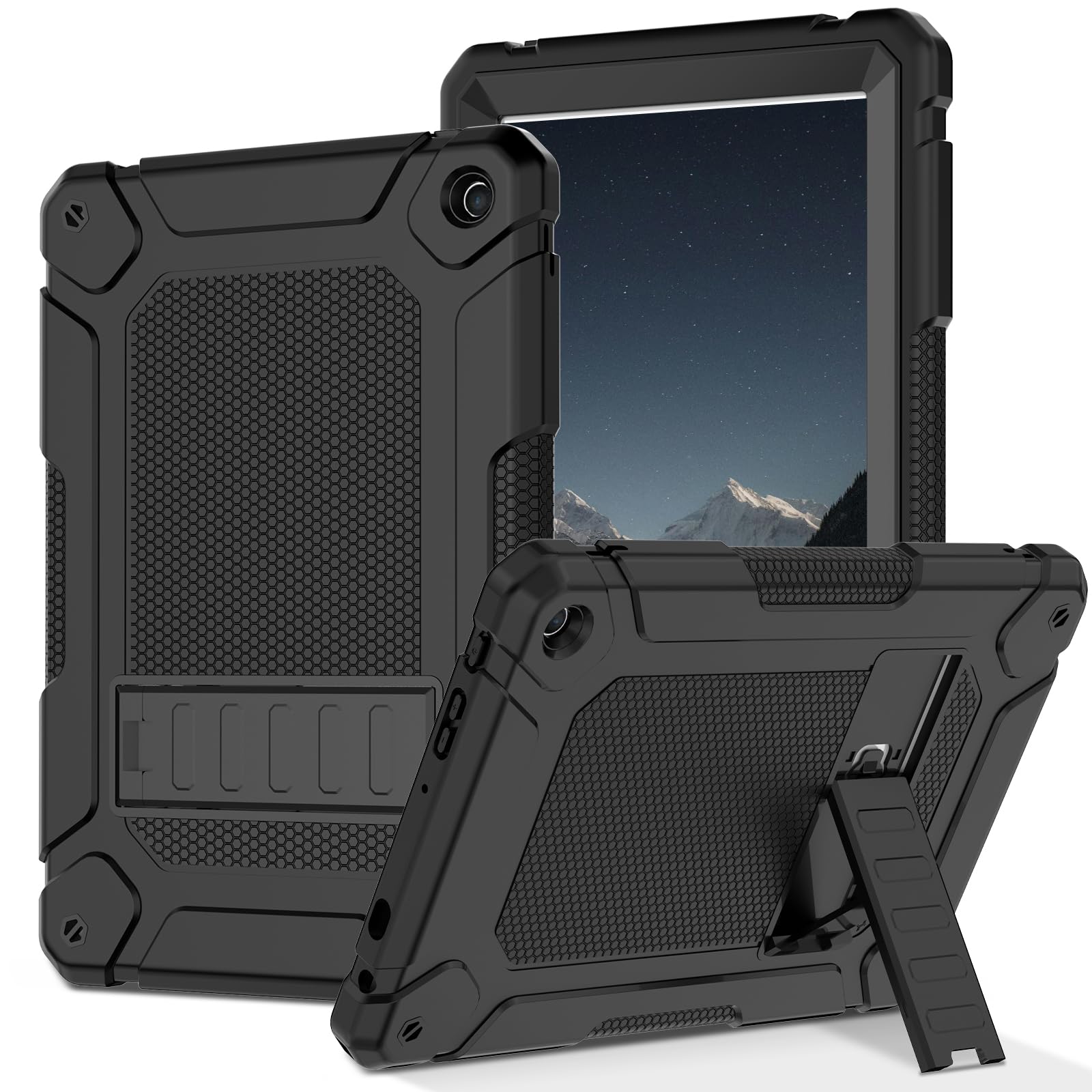 MENZO Étui robuste résistant aux chocs avec béquille pour tablette 10" (pour tablette 13e génération uniquement), noir