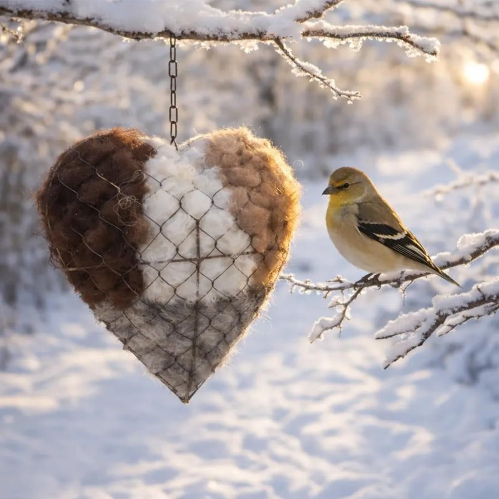 Handmade Fiber Bird Nesting Heart, Refillable Birds Nests Material Holder, Winter Tree Shelter For Wild Bird, Hangable Heart Shape Metal Hummingbird Nesting Box, For Parakeet Cockatiel Canary