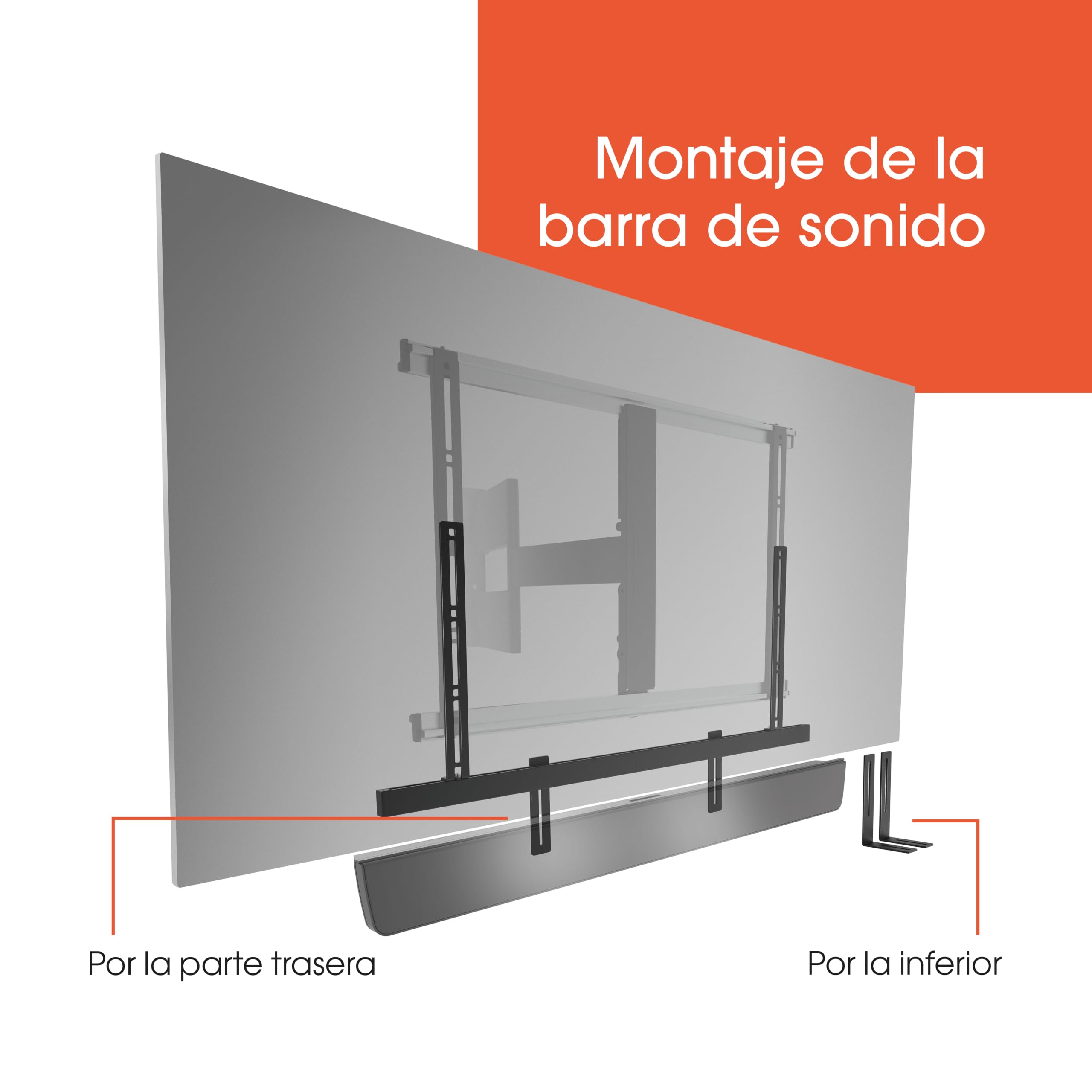Vogel's Sound 3550 Soporte de Barra de Sonido Universal, También es Compatible con Bose soundbar 500/700, Sonos ARC/Beam/Playbar, Samsung, Sony, LG y JBL, VESA 100 x 600, MAX. 6,5 kg