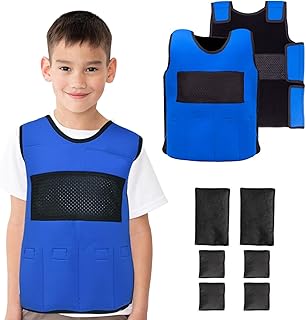 Vest for Kids (Medium, Ages 8+) with Sensory Issues Compression Vest for Kids Including 6 Removable Weights