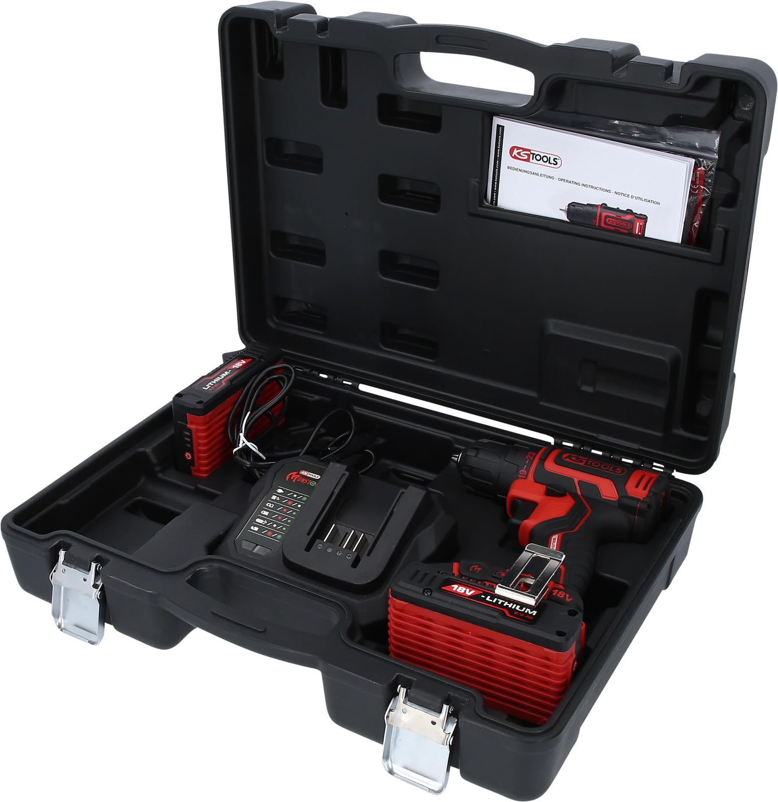 KS Tools 515.6400 eMONSTER bezszczotkowa wiertarko-wkrętarka akumulatorowa, 4-częściowy