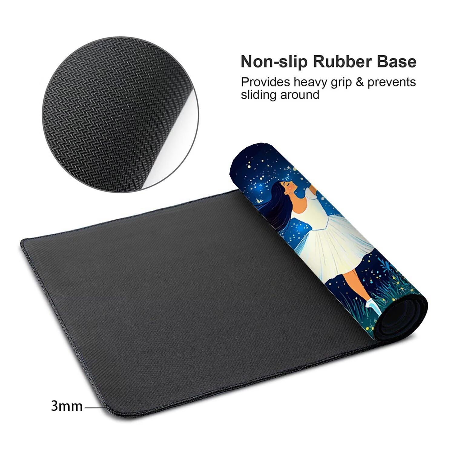 Tappetino per Mouse XXL 1200 x 600 mm Tappetino Mouse Gaming Grande, Mousepad con Base in Gomma Antiscivolo, Tappeto per Tavolo da Gaming per Mouse e Tastiera, Accessori PC (Fiori Ragazza) H-404