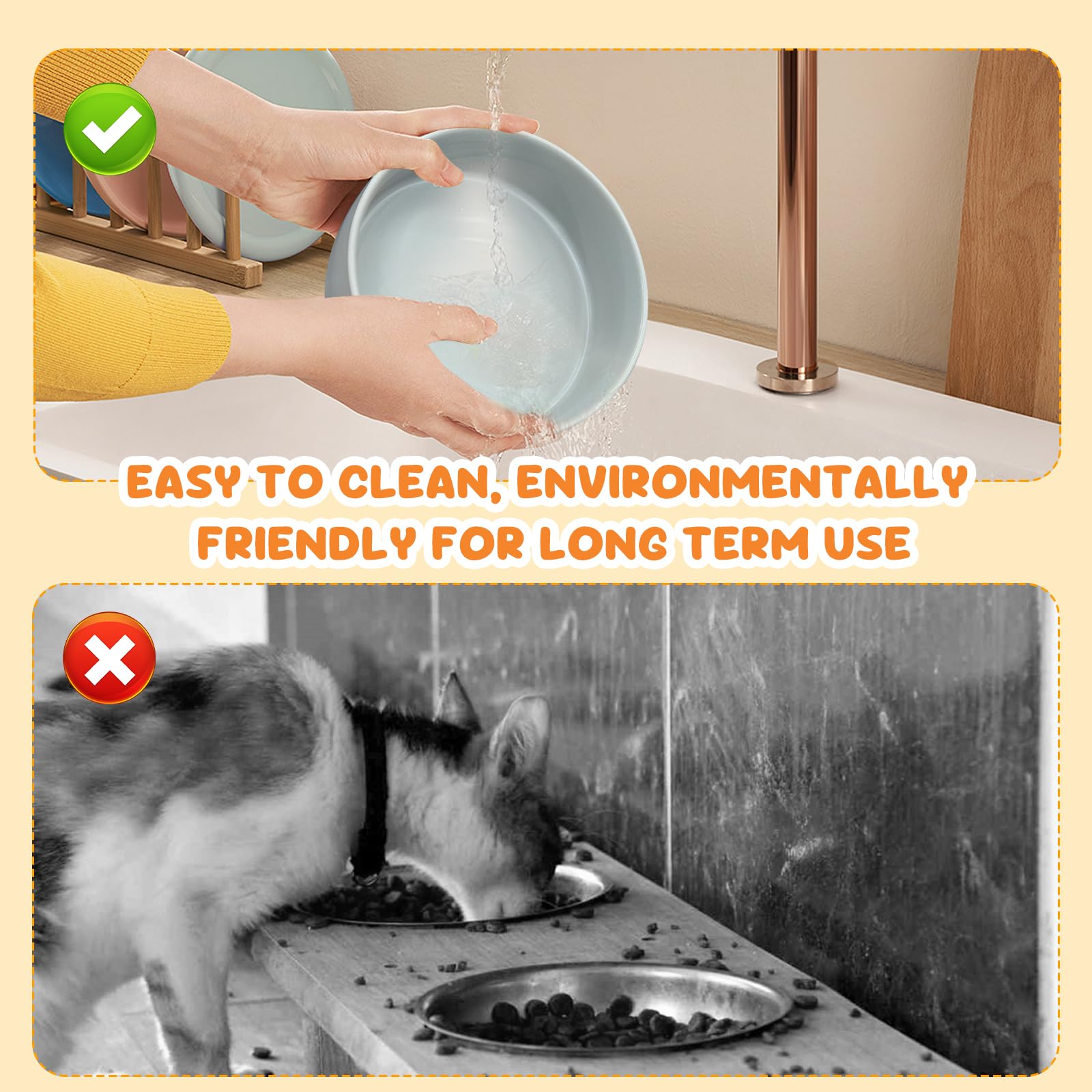 2 Pacchi 400ML Ciotole per Gatti, Ciotole per Cani Ceramic Gatti Rialzate, Rialzata per Cani, Ciot Cane con Base e Pad Antiscivolo Ciot Adatto a Ca di Media e Piccola Taglia