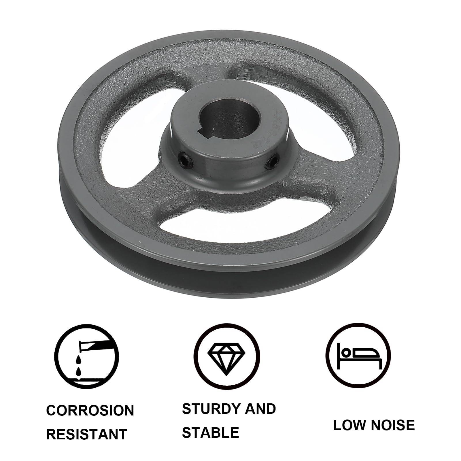 uxcell AK56-7/8 Poulie à courroie trapézoïdale 7/8" Alésage 5,45" OD Poulie à rainure unique Alésage à la taille de la poulie en fonte, section de ceinture pour 4L ou une ceinture