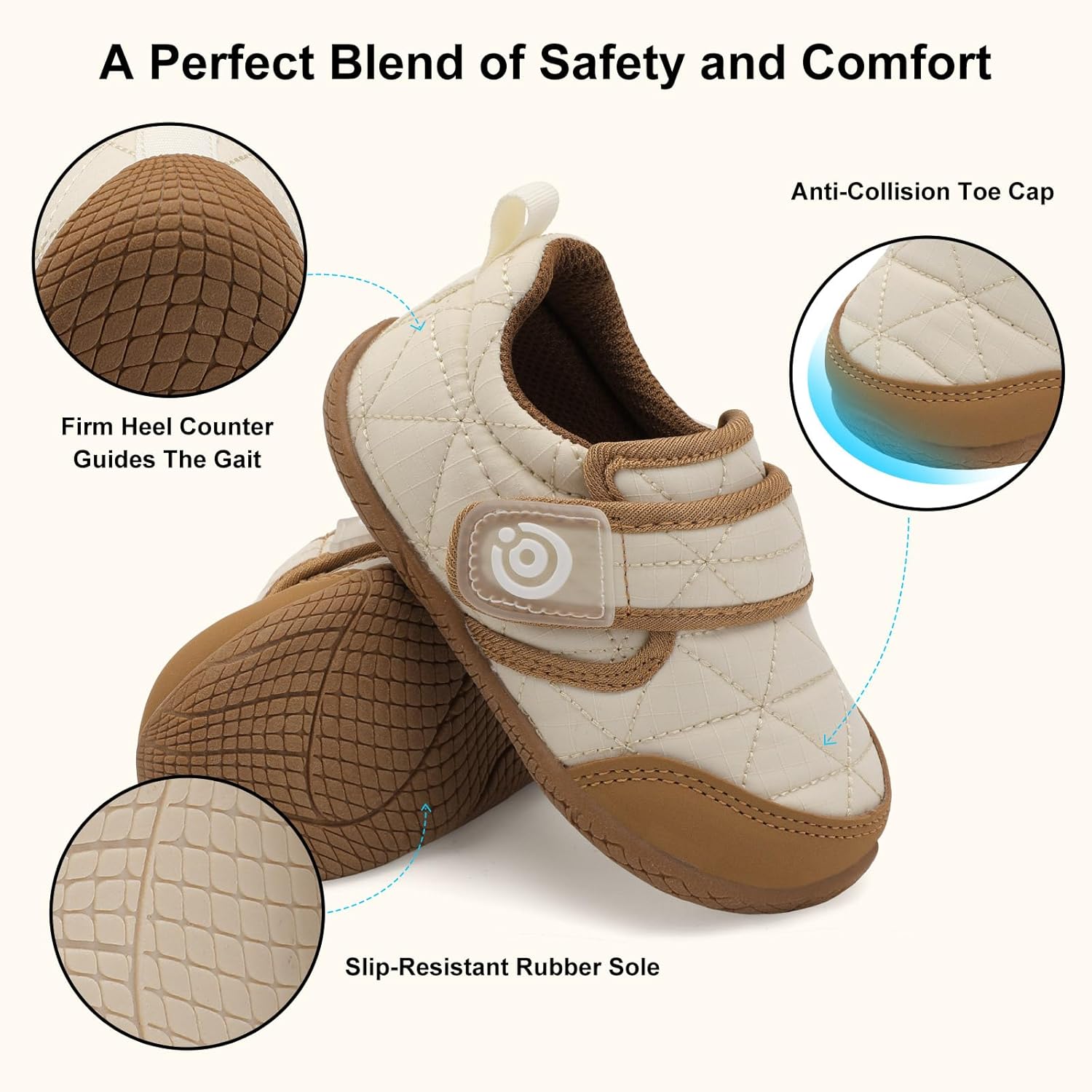 QFH Toddler Shoes Boys Girls Lightweight Sneakers Barefoot Wide Shoe Water-Resistant Hook & Loop Flexible Casual Walking Shoes - Image 5