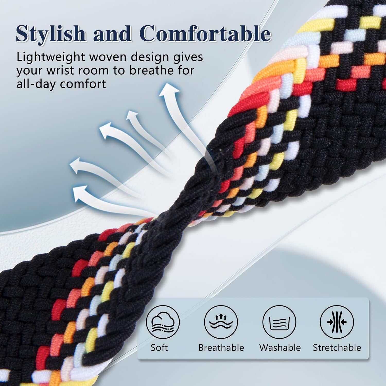 Quickfit 22mm Magnetic Braided Watch Bands Compatible with Garmin Fenix 8 Pro/Quatix 8/Tactix 8/Fenix 8/Fenix E (47mm)/7 Pro, Replacement Nylon Strap for Women Men - Image 3