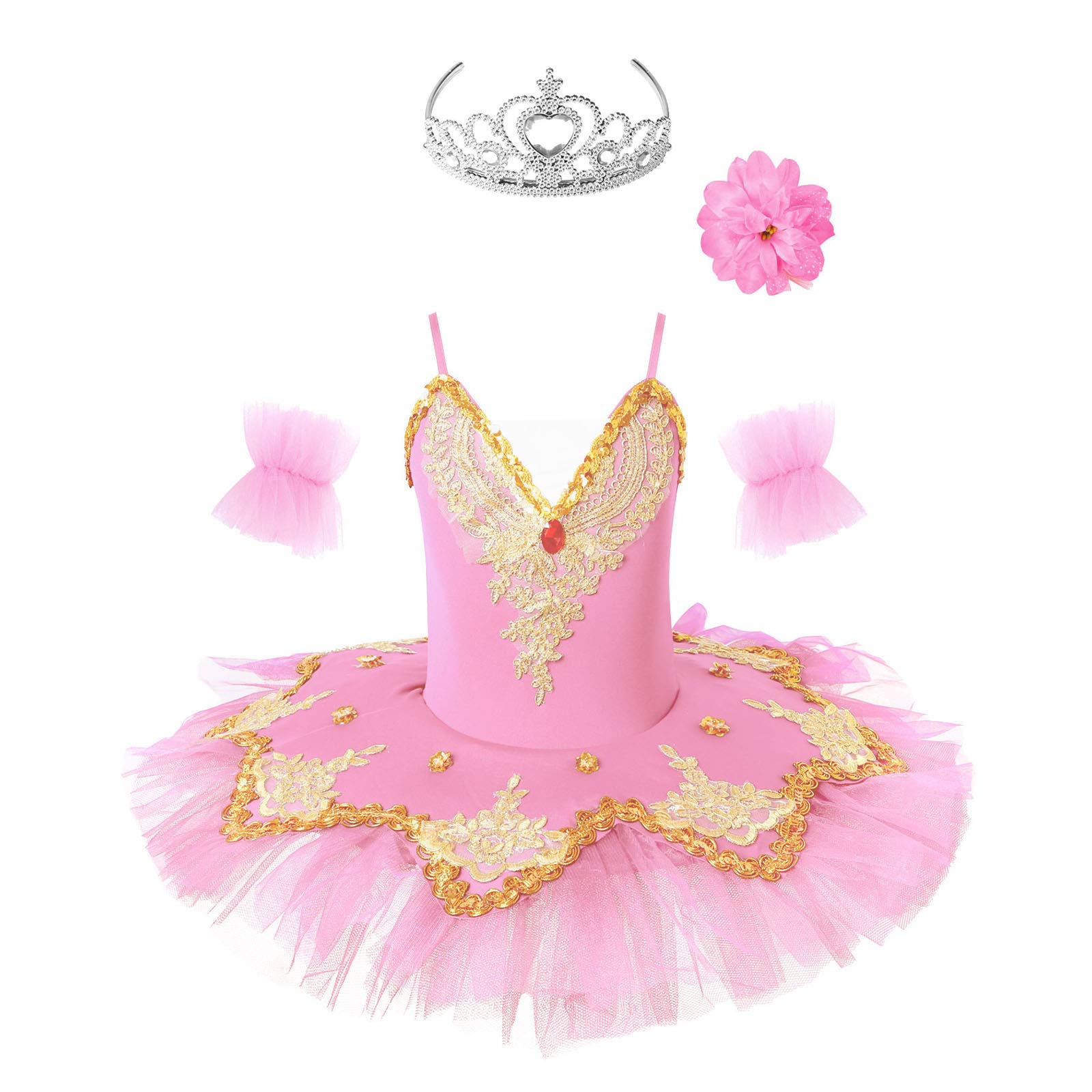 JanJean Little Big Girls Ballet Princess Tutu Dress Skirted Loetard Ballerina Swan Lake Performance Costume Dancewear Pink 1 4