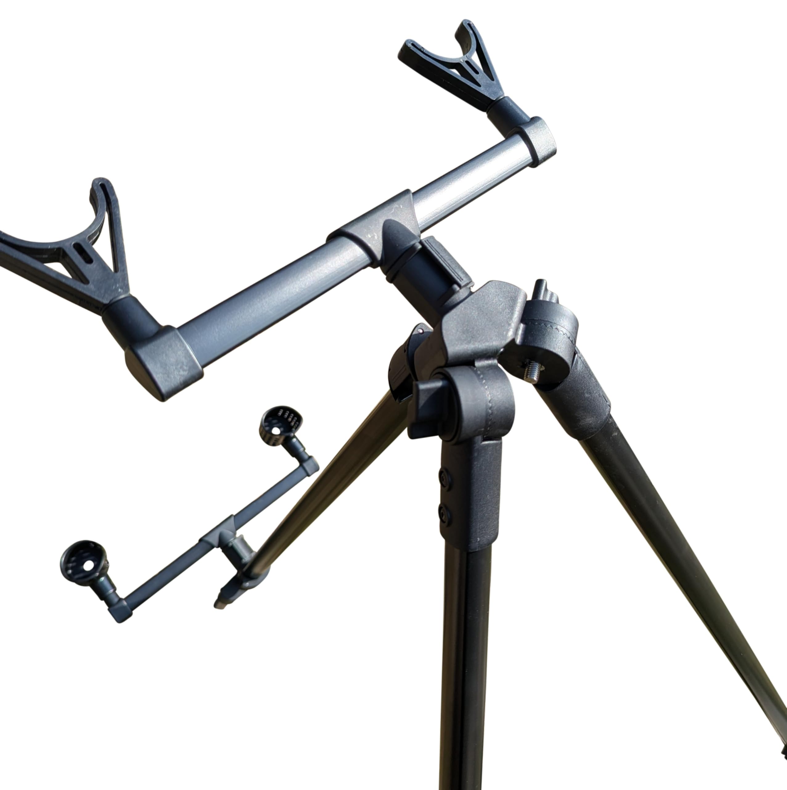 Angel Tripod, Rutenhalter Stativ für 2 Ruten, Verstellbares Rod Pod mit stabilen Beinen, Kompakter Rutenständer für Karpfenangeln, Forellen & Raubfisch