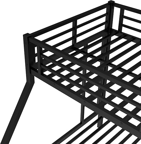 Miniatura 6 de Literas Twin XL sobre Queen para Adultos, Literas Resistentes para Adultos, Litera de Metal Twin sobre Queen con 2 Escaleras, Litera Queen, Sin