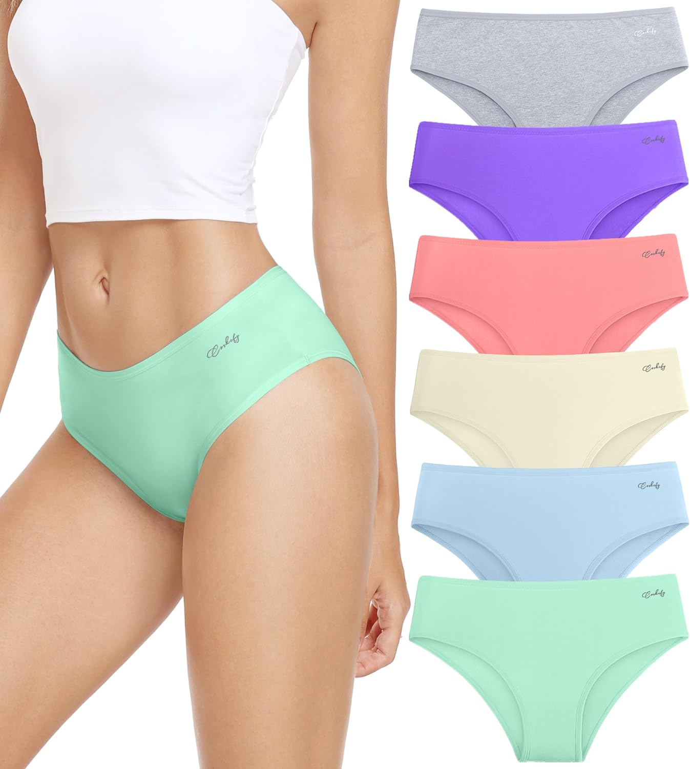 Culottes Femmes Haute Taille ATNKE – Lot De 6 – 95% Coton, élastique Doux – Couverture Complète, Confortable, Gainant Léger