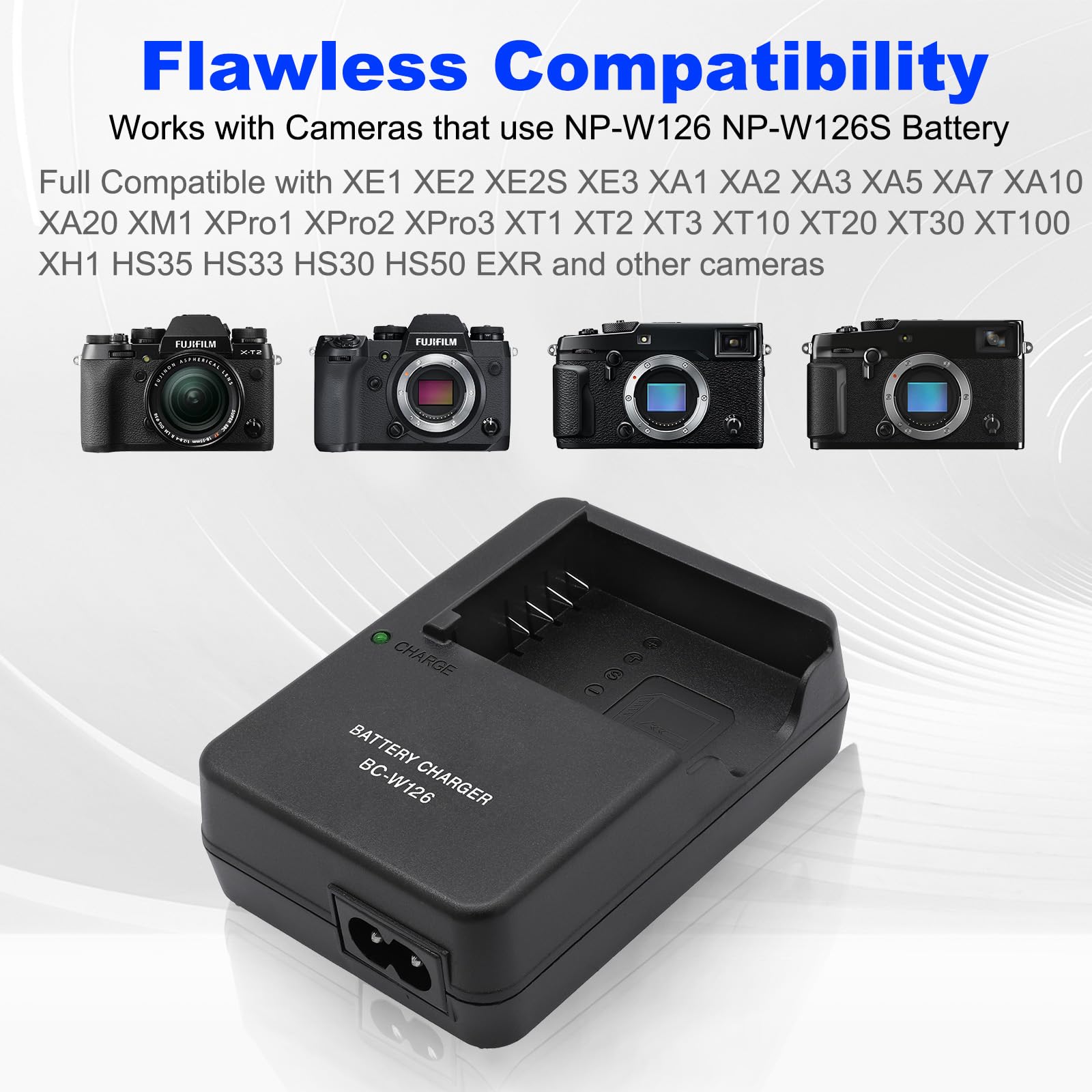 PowerTrust NP-W126s NP-W126 Akku mit Ladegerät für Fujifilm X-T30 II, X100V, X100F, X-S10, xt30