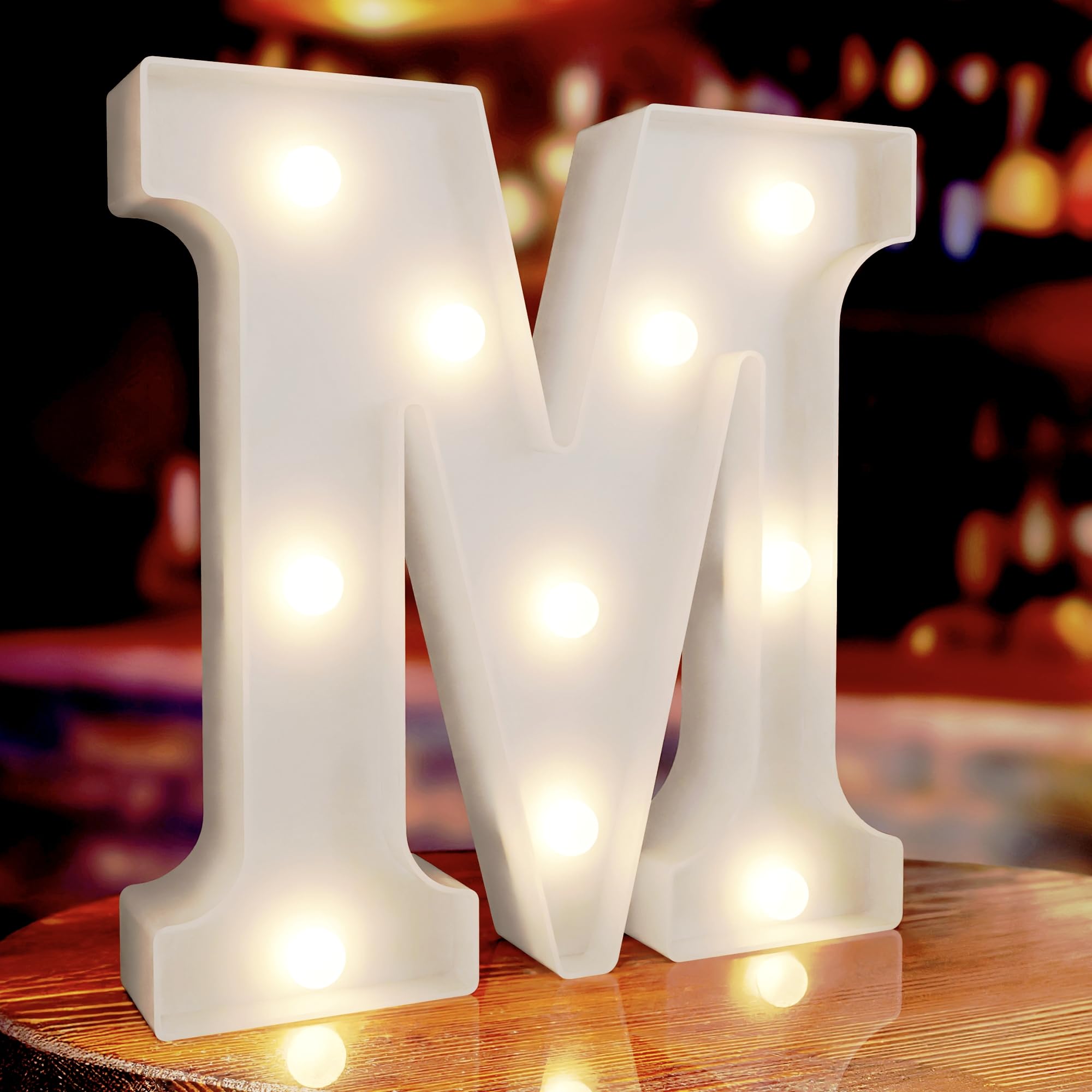 Marquee Letters M, Led Letter Lights, 26 Alphabet Battery Powered LED Light Up Name Sign, Decorative Lighted Standing Letters for Graduation Party