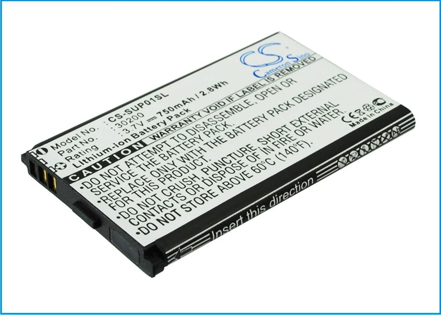 Cameron Sino Battery for Callaway uPro, uPro Go PN:Callaway 1008000134, 30200, GPS305CA 750mAh