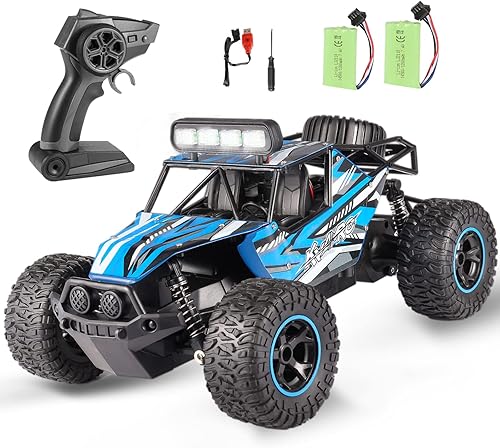 qida Coche de control remoto 116 2WD Dual Motors LED Faro todoterreno Monster Truck 24GHz de alta velocidad 112mih RC Cars Juguetes con 2 baterías