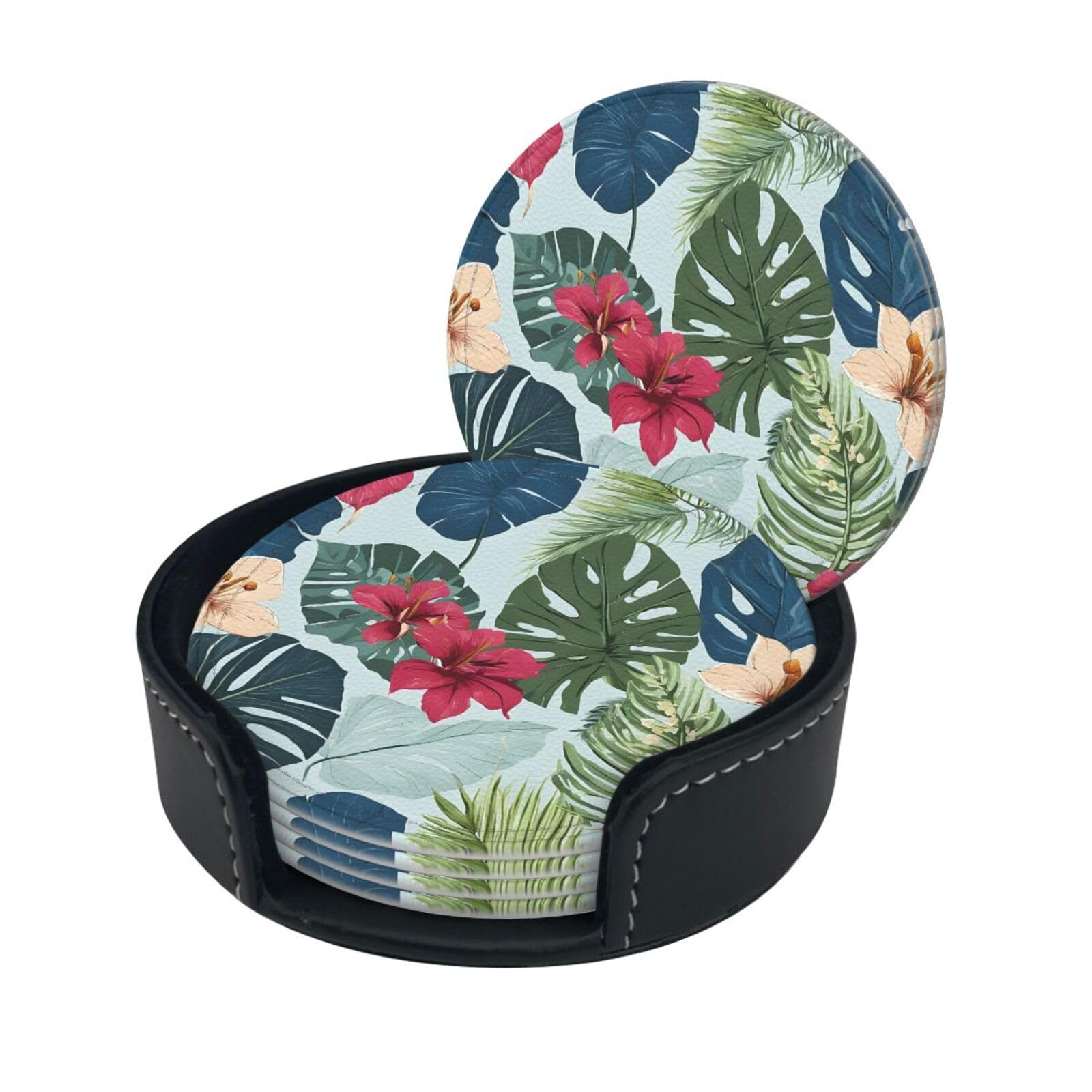 Dessous de verre pour terrasse et jardin : set de 6 pièces avec support