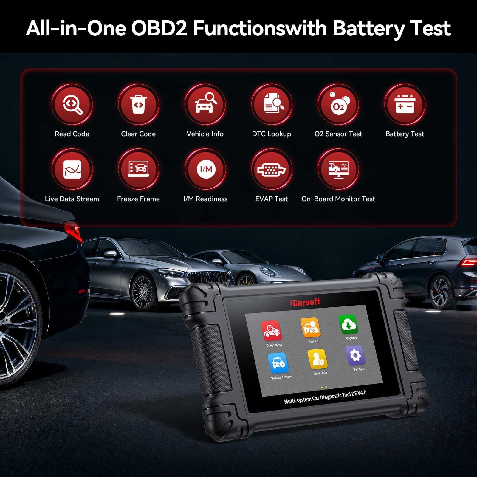 iCarsoft DE V4.0 - Herramienta de escaneo de diagnóstico bidireccional para la mayoría de modelos de automóviles Mercedes-Benz, BMW, V.A.G y Porsche Manufacturing Group, escáner OBD2 de hasta 42