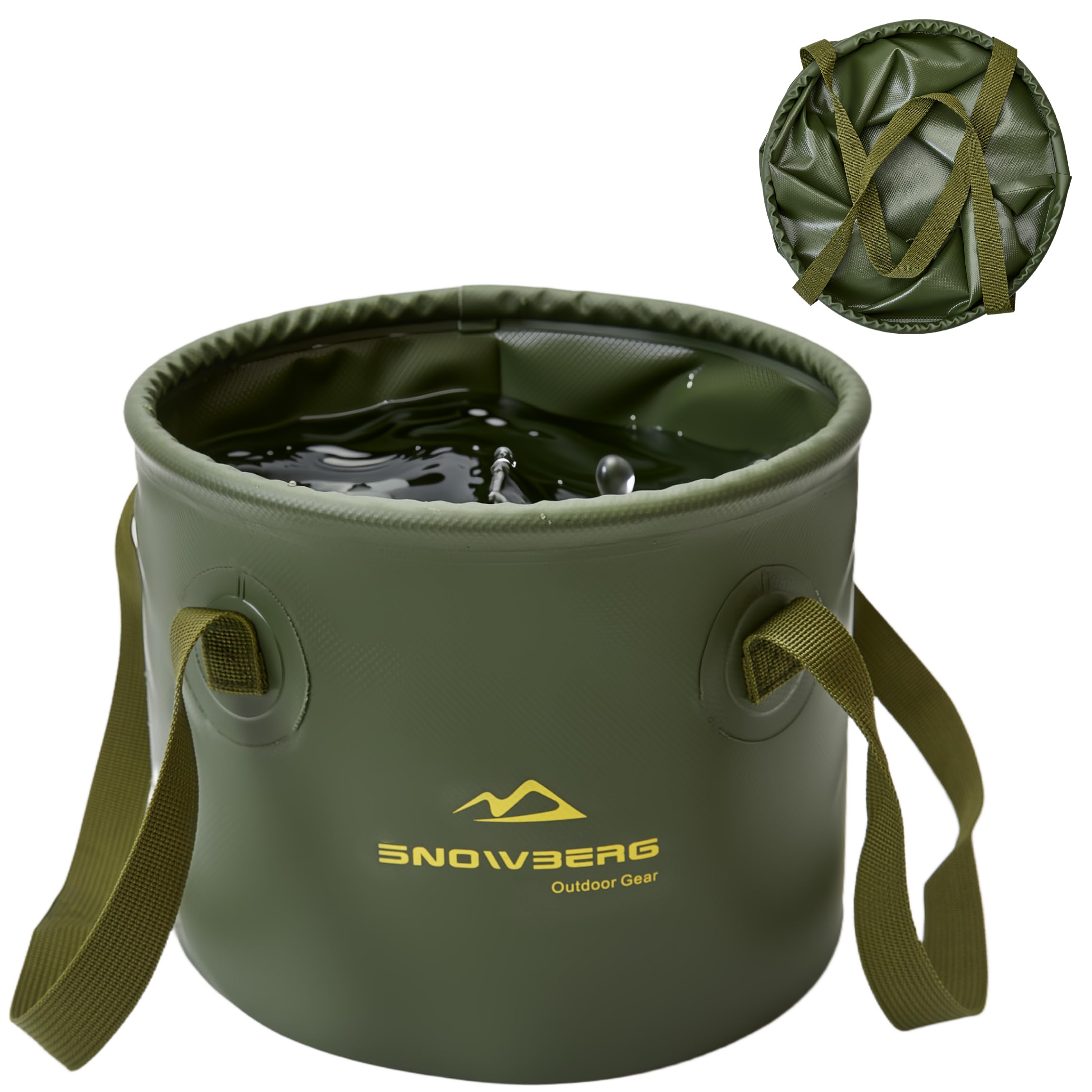 Zusammenklappbarer Eimer, 10 l, geeignet für Angeln, Autowäsche, Camping, Fuß-Spa, mit großem Fassungsvermögen und Griff für einfachen Transport, Grün, 20 l