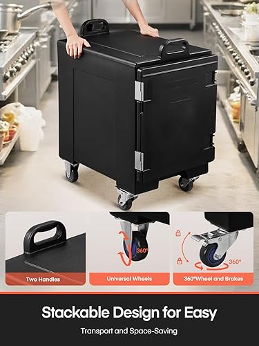 Miniatura 3 de Caja caliente para catering, calentador de alimentos portátil de 82 cuartos de galón con ruedas, transportador de bandeja de alimentos aislado