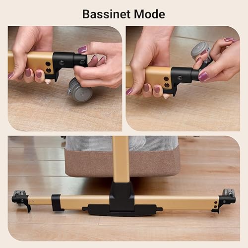 Miniatura 7 de Cuna de bebé 3 en 1, cuna de moisés junto a la cama, cuna portátil ajustable para bebés recién nacidos, color caqui Moisés