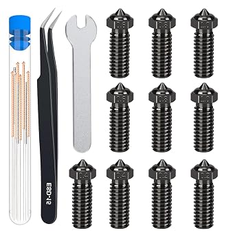 10PCS Mixed Sizes Hardened Steel Nozzles for R QIDI Q1 Pro/X-Max 3 / Q1 Pro/X-Plus 3 / X-Smart 3 3D Printer, 2PCS 0.2/0.4/0.6/0.8/1.0mm Extruder Hotends Nozzles for R QIDI 3D Printer Parts