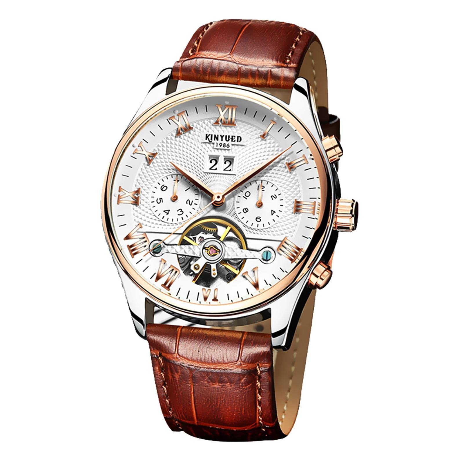 CALANDIS® Luxury Mens Automatic Mechanical Wristwatch Hollow Genuine Leather Brown (B09ZTY36Y8) Amazon Price History, Amazon Price Tracker