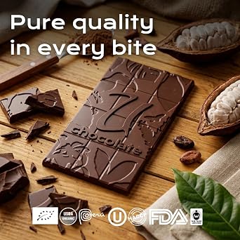 U Chocolate Organic Dark Chocolate Bars, 72% Cacao with Coconut Sugar Aromatic Experience Fresh from our Farm Allergen-Free, Vegan, Single-Origin Peruvian Cacao 10 Bars (450g)