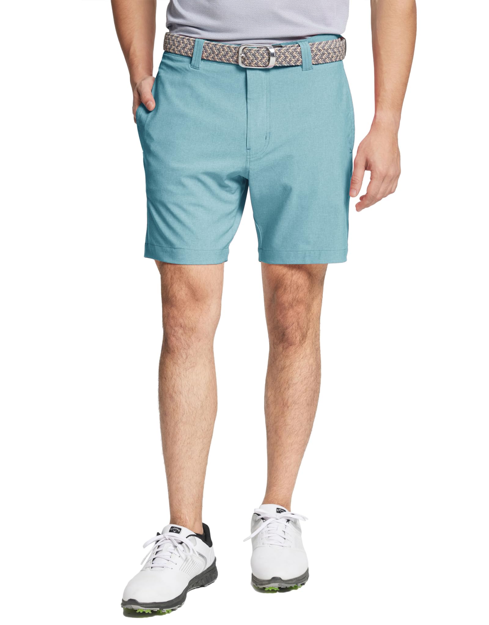 �️Golf Shorts Men Dry Fit Stretch Casual Flat Front Flex Hybrid Heather Slant Pocket 7 inch Golf Shorts for Men Blue Lig