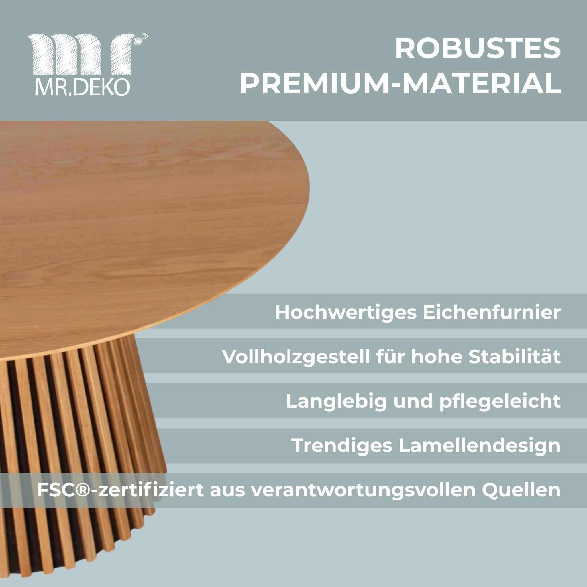 MR. DEKO Esstisch Eiche Tisch ausziehbar 120/210x120cm Küchentisch Holz