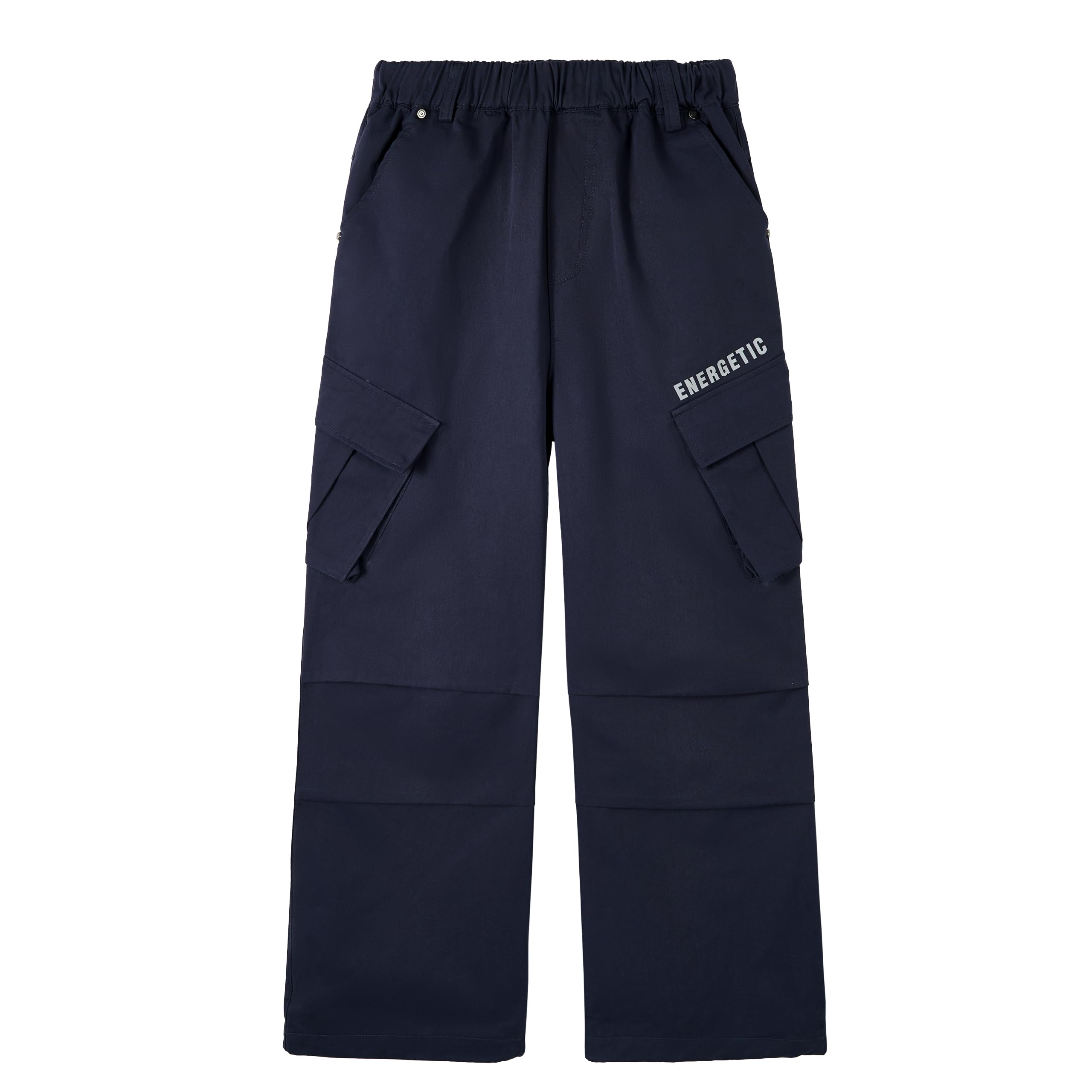 Rolanko Pantaloni Cargo per Ragazzi, Vita Elastica Pantaloni da Jogging Chino a Gamba Dritta in Cotone con Multitasche per Bambini 7-15 Anni
