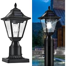 Solar Post Light, 6000K Motion Sensor Solar Lamp Post Lights with Pier Mount Base, Outdoor Waterproof Post Lantern for Yard Garden Pole PillarCool White
