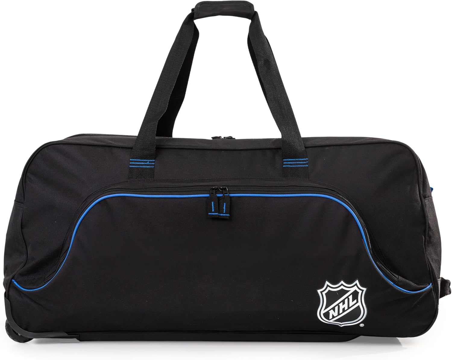 NHL National Hockey League 34-Inch Black Rolling Duffel Bag – Hockey Gear Bag with Wheels, Large Capacity Duffel Bag for Travel, Multi-Pocket Large Sports & Gym Equipment Bag