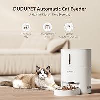 DUDUPET Automata Macska Etető 4L - Időzíthető Adagoló Rozsdamentes Acél Tállal, 10mp Hangfelvétellel, Napi 6 Étkezéshez, Beltéri Használatra 2