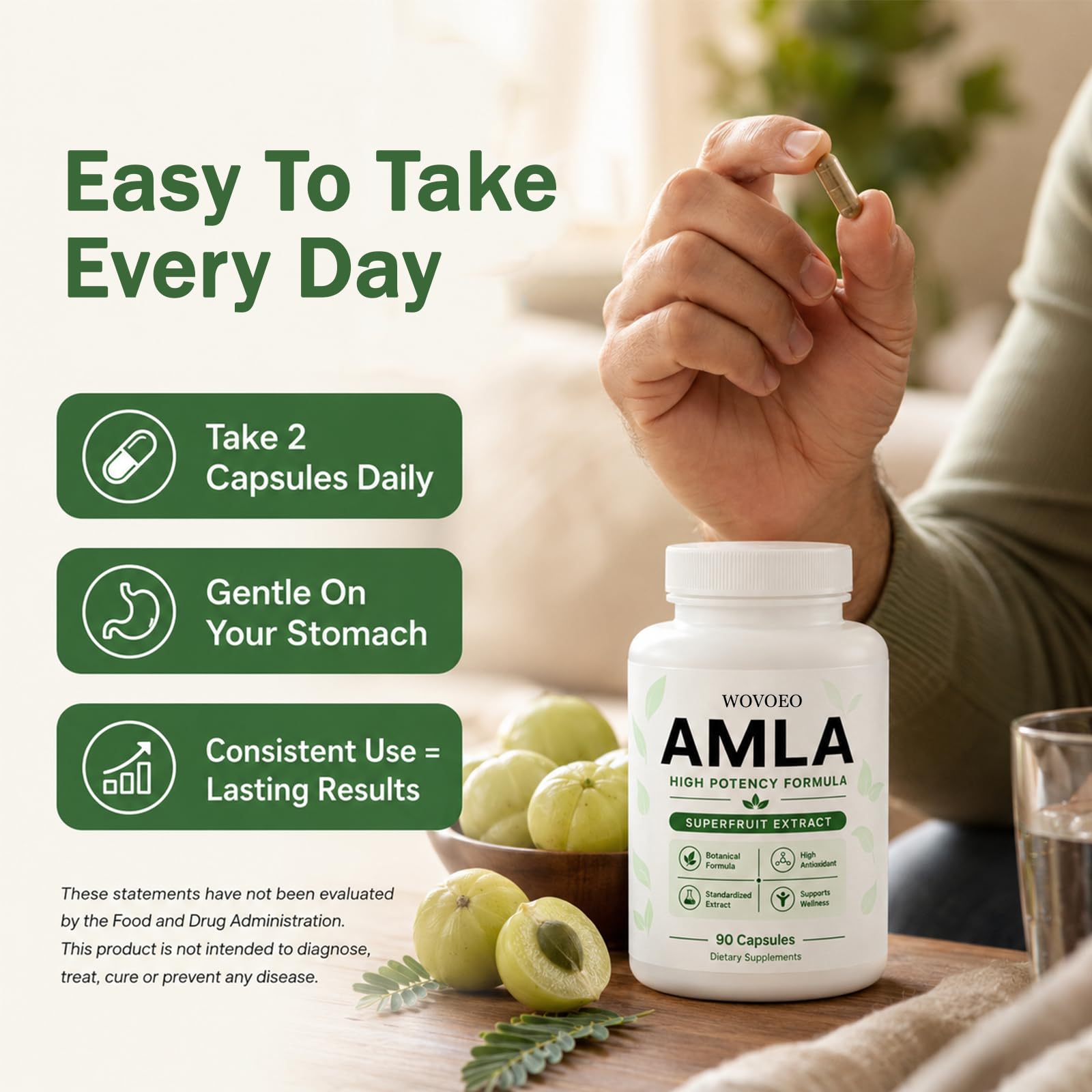 Amla Capsules, Organic Amla Extract Supplement, High Potency Amla Superfruit Extract with Indian Gooseberry, 90 Vegan Capsules (1) — Amazon image 4