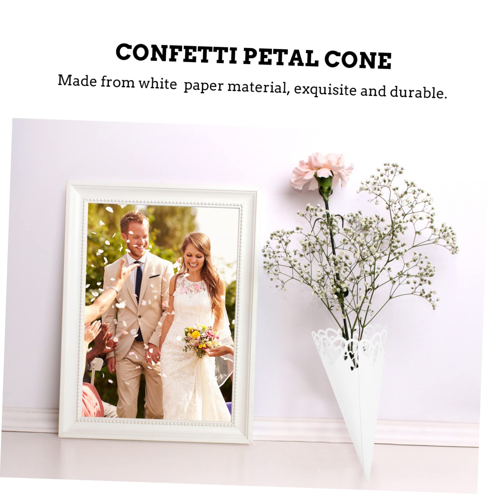 STOBOK 100stücke Hochzeits-konfetti-papierkegel Mit Eleganter Spitzenverzierung Für Feierlichkeiten Wie Hochzeiten Babypartys Oder Geburtstagsfeiern