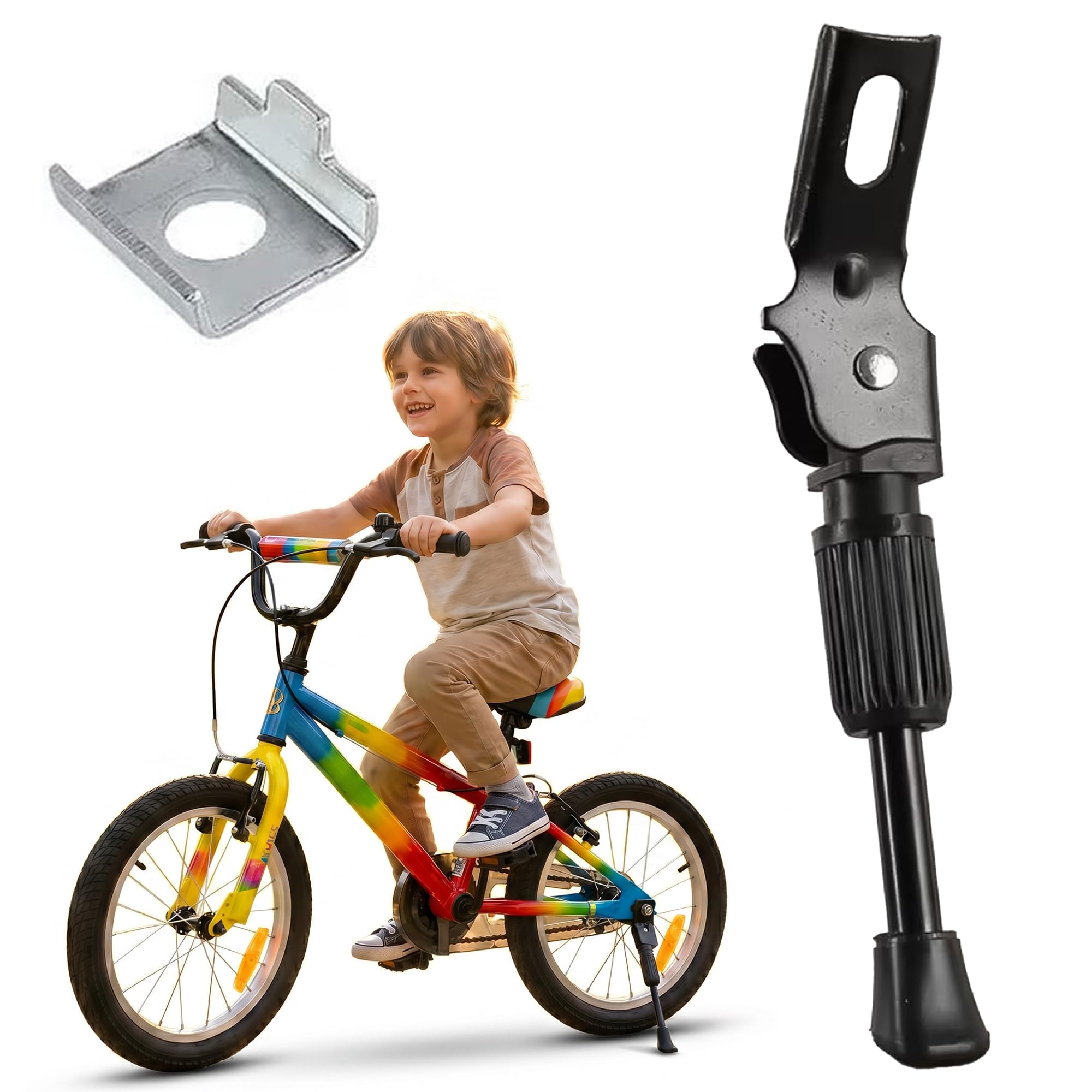 LEOUEANR 1Set Adjustable Bicycle Side Stand, Foldable Kickstand for 14 Inch Wheels, Mountain & Road Bikes