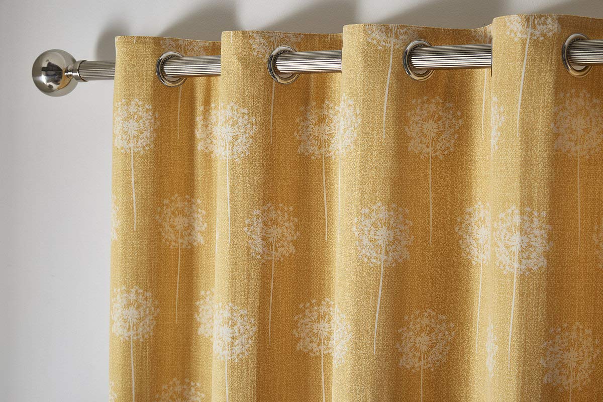 Bedmaker Floral Fully Lined Eyelet Ring Top Curtains, Ochre, 46w x 54d Inches, W 46" x L 54" (1 Panels) - Image 4