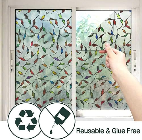 Miniatura 4 de UNI - Película para ventana, adhesivos estáticos, no adhesivos, 3D, para vitrales, protección UV (hoja, 37.4 x 24.4 pulgadas)