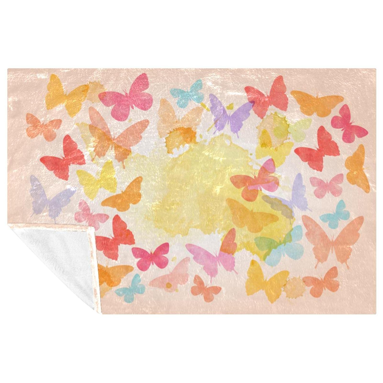 Couverture papillons aquarelle douce et chaude 150x100 cm pour lit et canapé