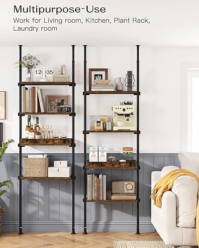 Miniatura 7 de ALLZONE Estante de almacenamiento de 4 niveles sobre el inodoro, organizador de baño de madera sobre armario de inodoro con estante ajustable,