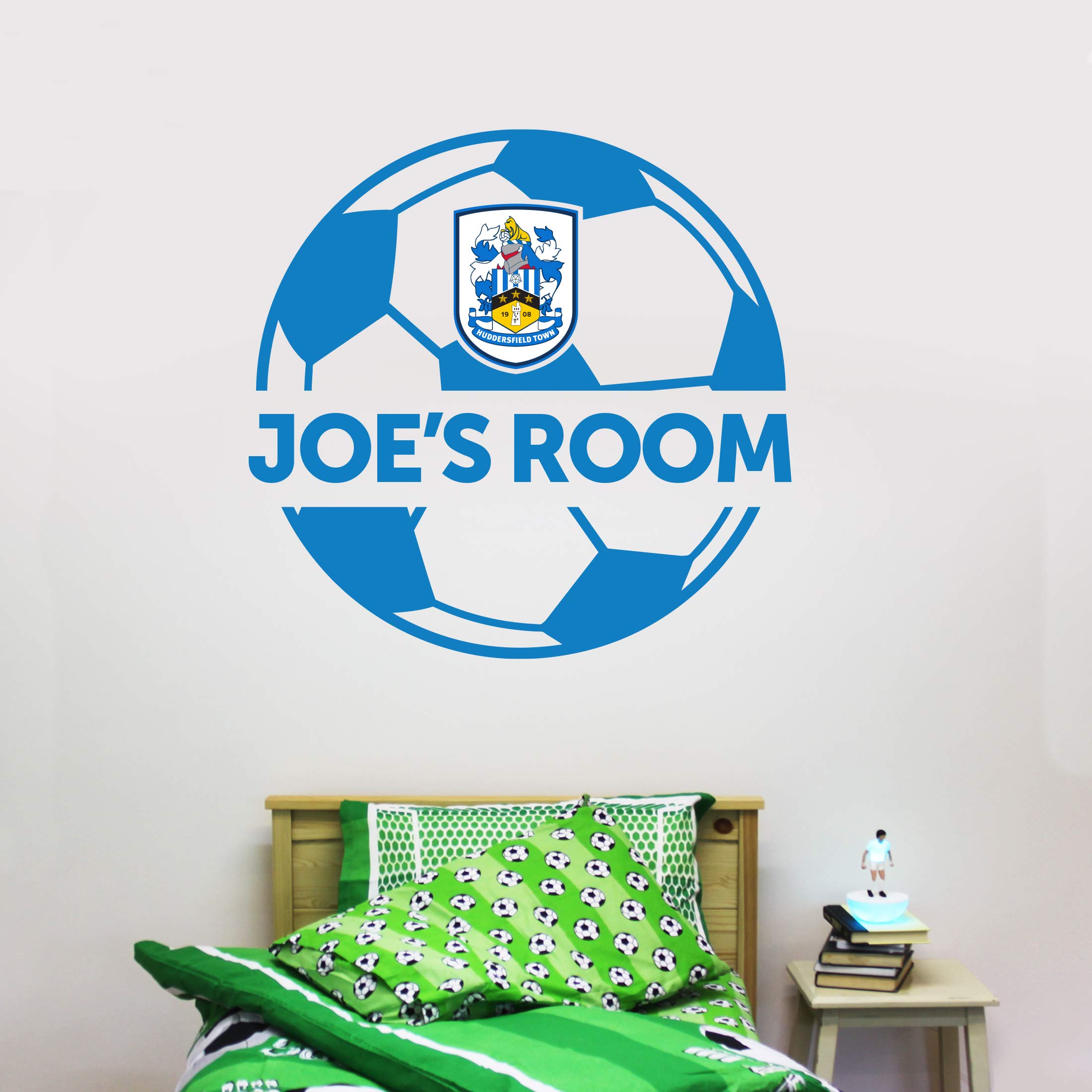 Beautiful Game Huddersfield Town Football Club Official Ball & Personalised Name Wall Mural Sticker (60Cm Height)