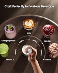 Maestri House Rechargeable Milk Frother with Stepless Speed Control, Handheld Electric Foam Maker Waterproof Drink Mixer Foamer with Stainless Steel Stand & Detachable Whisks for Lattes, Cappuccino