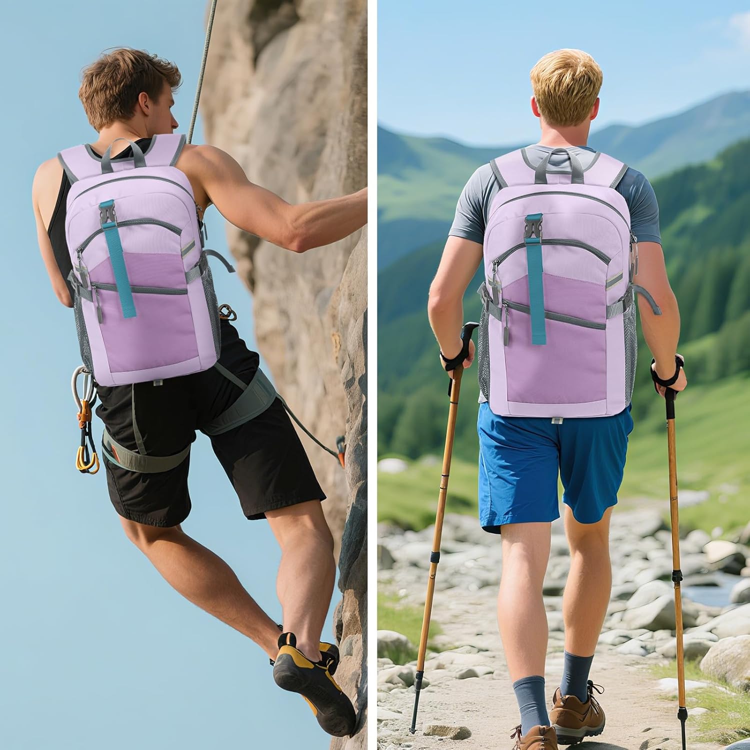 Small Hiking Backpack,20L Lightweight Travel Daypack,Ideal for Hiking,Traveling and Outdoor Adventure,Purple