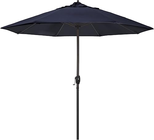 Vista 48 de Sombrilla California Umbrella de 9 pies, de olefina, con inclinación automática y mástil de aluminio bañado en bronce, Rojo, Rojo