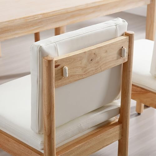 Miniatura 6 de Juego de 2 sillas de comedor blancas  Sillas laterales rústicas tapizadas de piel sintética para comedor