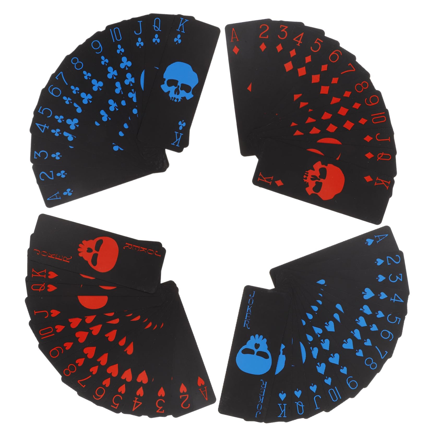 ibasenice Skull Pokerkarten Aus Wasserfestem PVC Kreative Spielkarten Für Partys Und Familienfeiern Schwarzes Mattes Design Mit Einzigartigem -Thema