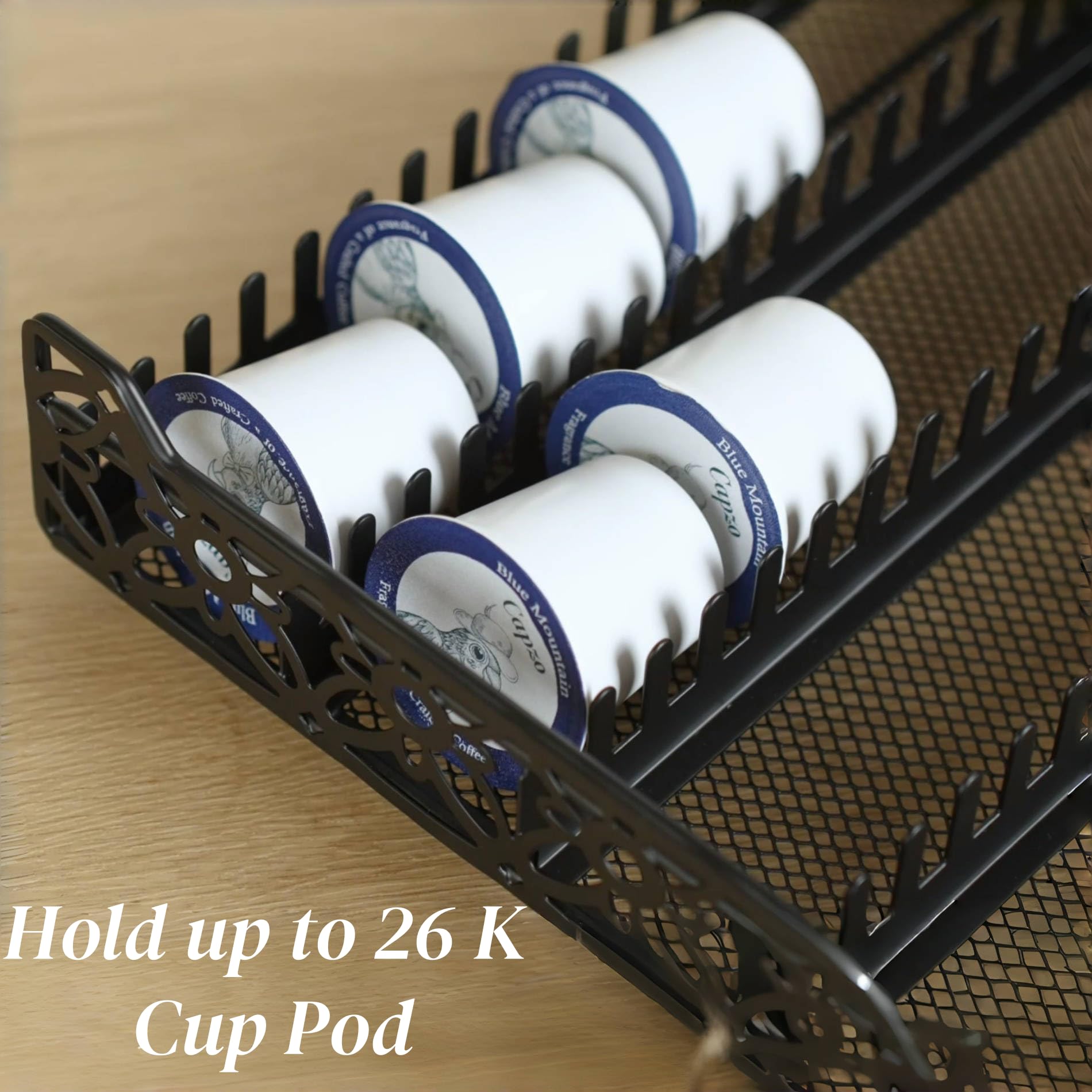 RECAPS Organizer aus gehärtetem Glas, kompatibel mit Nespresso-Vertuo-Kapseln, K-Pod-Schublade, Kaffeemaschinen-Ständer